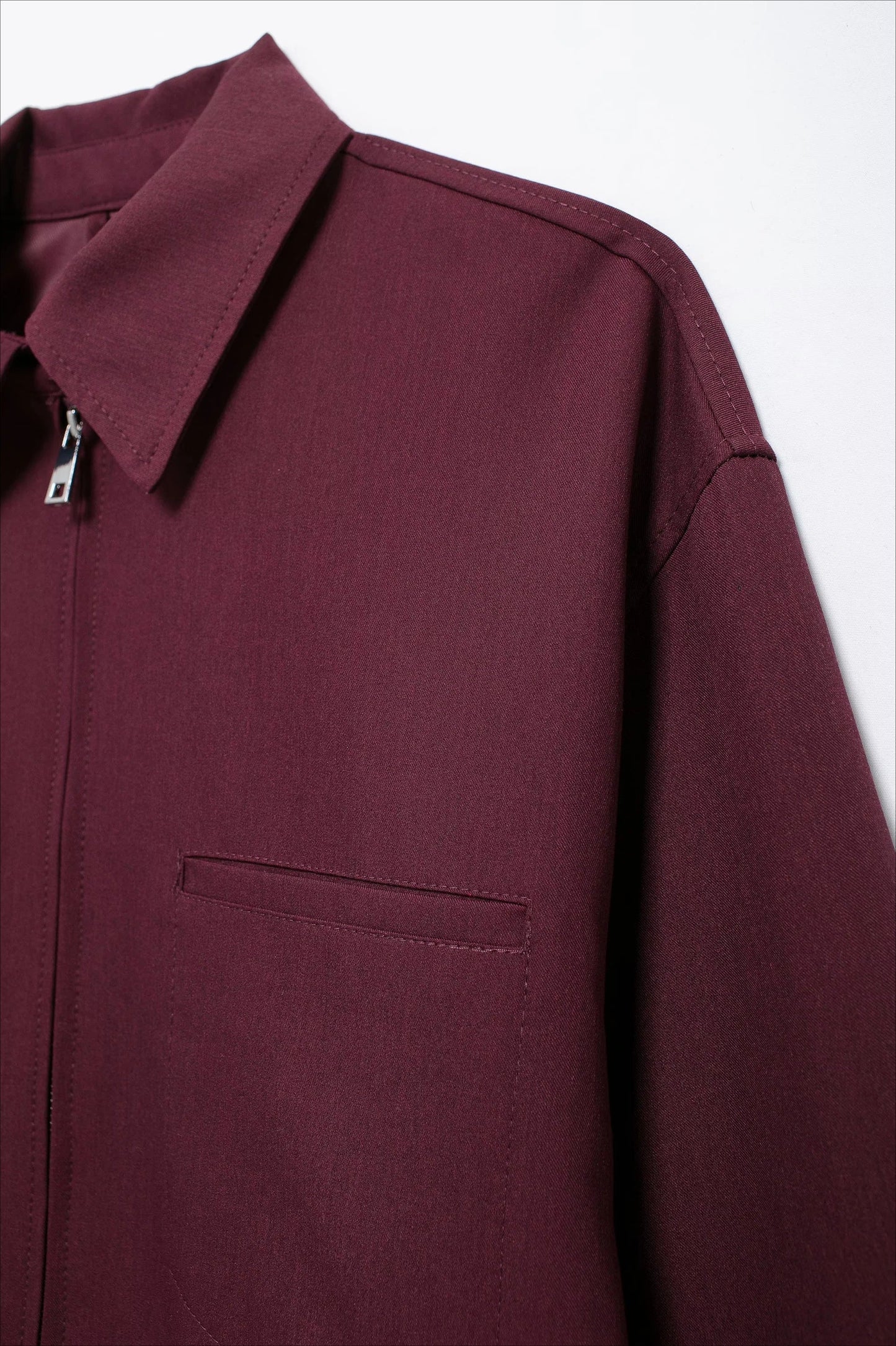 Burgundy Casual Zip Jacket
