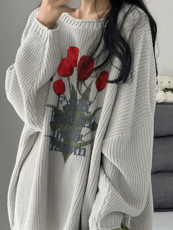 Tulip Jacquard Loose Sweater