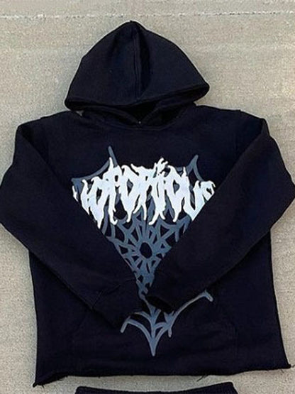 Lettering Foam Print Oversized Hoodie