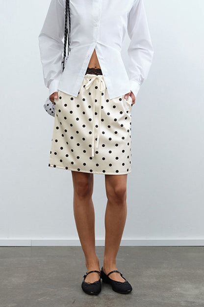 Drawstring Polka Dot Skirt