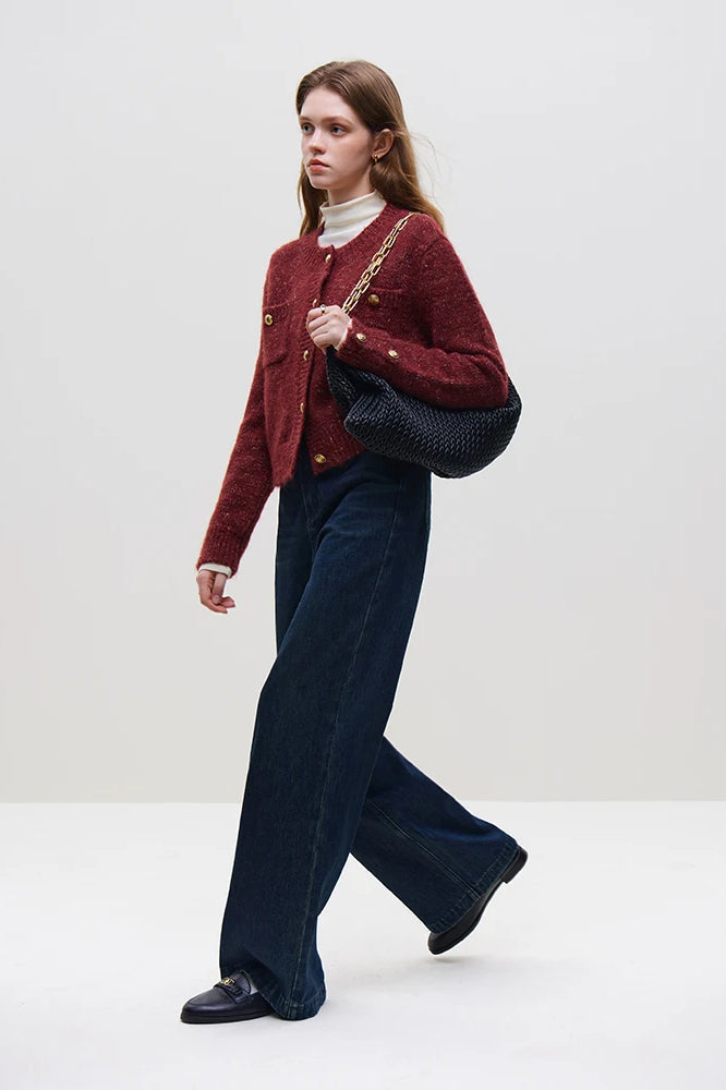 Blend Round Neck Knit Cardigan