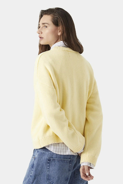 Embroidery Knit Slouchy Pullover Blouse