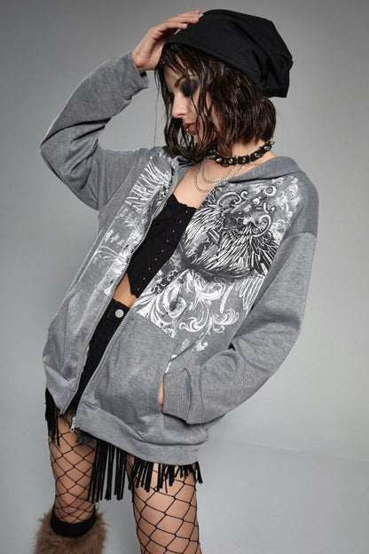 Street Style Eagle Graphic Hoodie