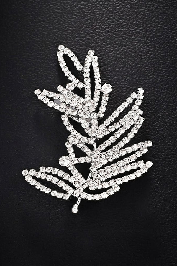 Rhinestone Leaf Ear-Cuff Earrings