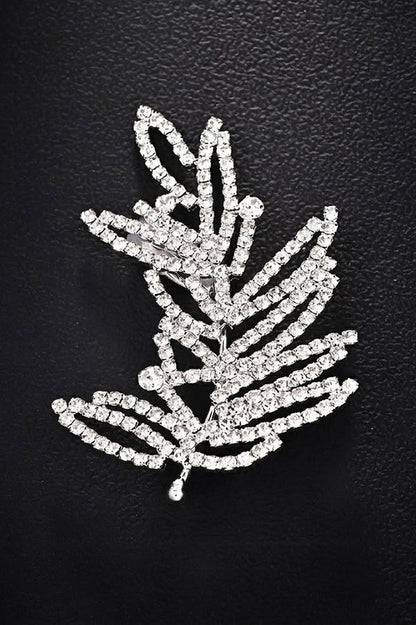 Rhinestone Leaf Ear-Cuff Earrings