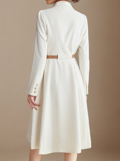 Blazer Dresses Lapel Belted Long Sleeves Knee-Length Business Casual Dress
