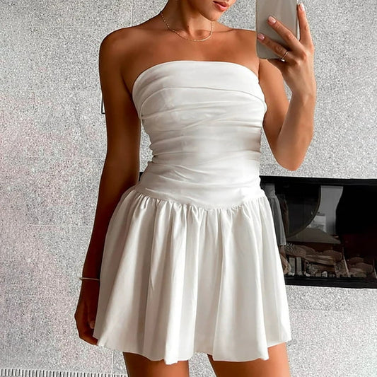 Off-Shoulder Sleeveless Casual Midi Dress for Women