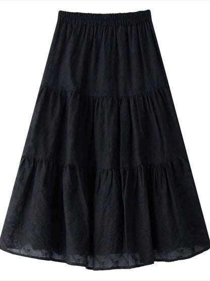 Slouchy Vintage Patchwork Floral Ruffle A-Line Maxi Skirt