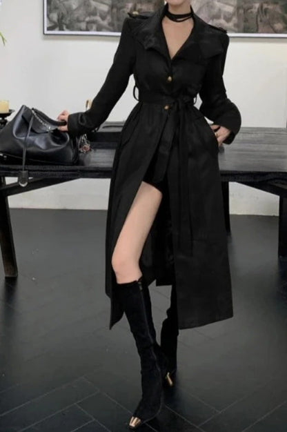 Gothic Punk Black Leather Biker Coat