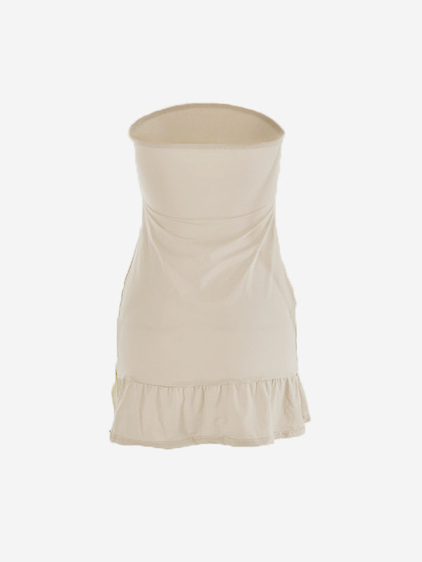 Solid Color Splice Bow Decor Mini Dress