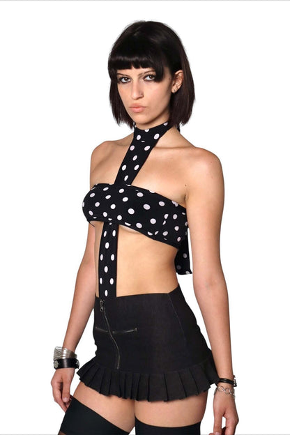 Punk Polka Dot Print Halter Cami Top