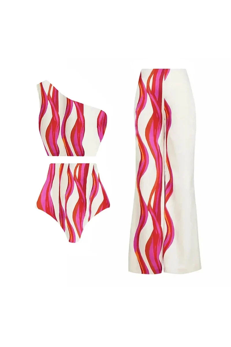 Traje de baño halter y bikini de un solo hombro