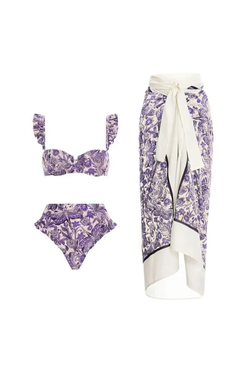Conjunto de bikini con volantes de libélula