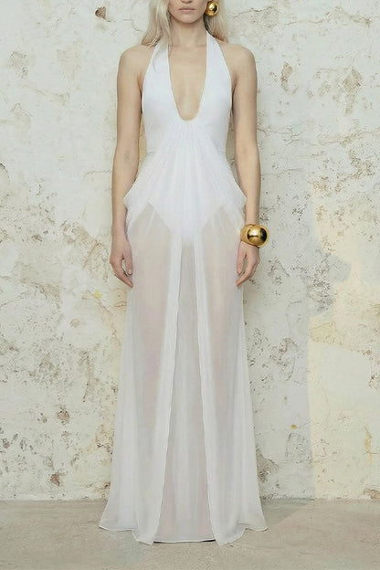 Saffron Muse Draped Halter Dress