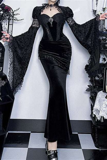 Lace Gothic Bodycon Maxi Dress