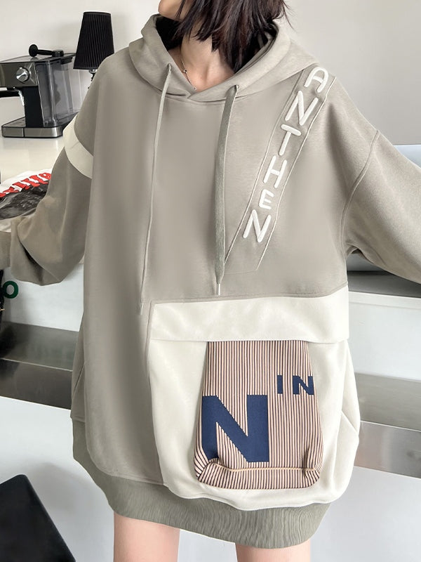 Irregular Splice Design Oversized Hoodie