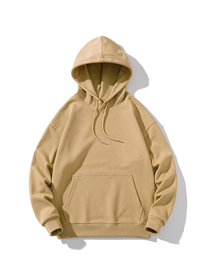 Men’s Solid Color Pure Cotton Drop Shoulder Oversized Hoodie