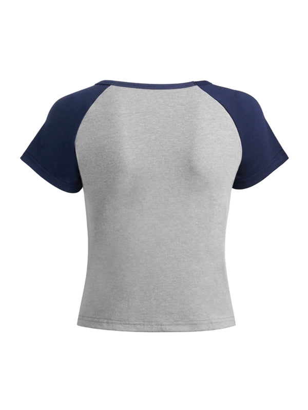 Raglan Sleeves Printed Short Sleeve Tee