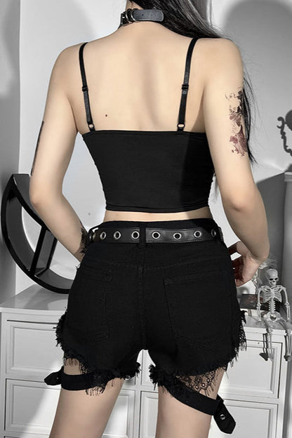 Lace Trim Gothic Back Tie Cami Corset