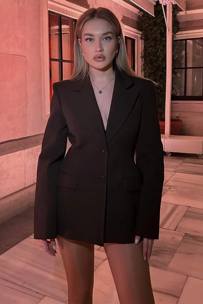 Elegant Chic Shrug Pocket Blazer