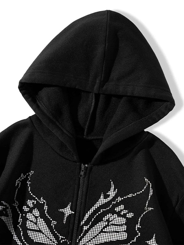Butterfly Pixel Print Oversized Hoodie