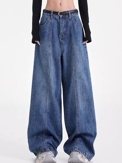 American Retro Washed Straight Tube Boyfriend Jeans