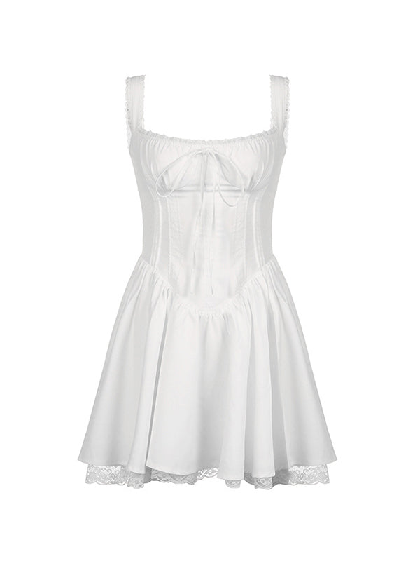 Lace Panel Pleated Dress