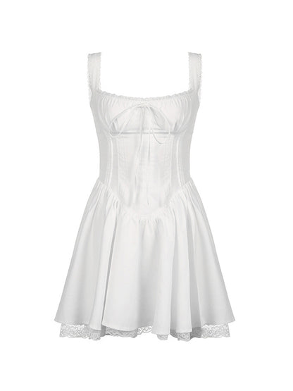 Lace Panel Pleated Dress