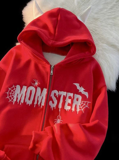 Street Spider Embroidered Devil Styling Oversized Hoodie