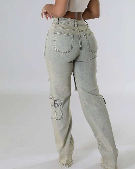 Multi Pocket Overall Jeans