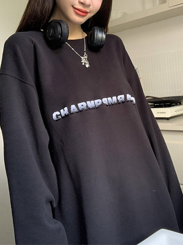 Simple Letter Print Loose Sweatshirt
