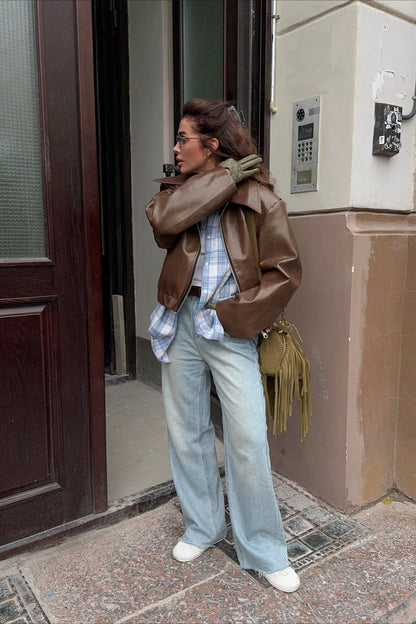 Oversized Moto Leather Jacket