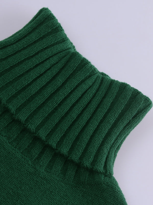 Solid High Neck Loose Sweater Vest