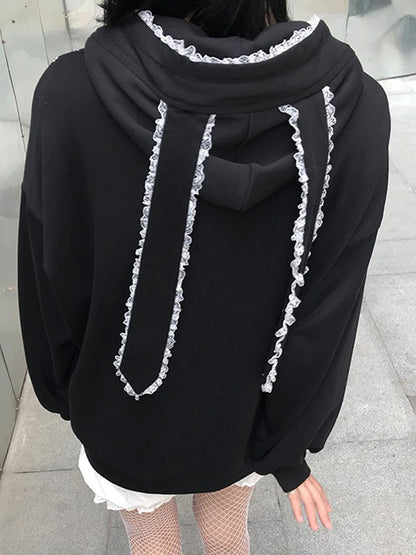 Anime Print Rabbit Ear Styling Oversized Hoodie