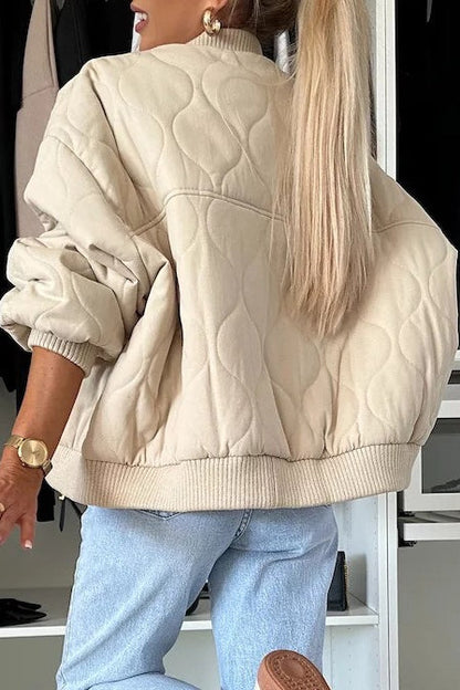 Casual Solid Button Padded Coat