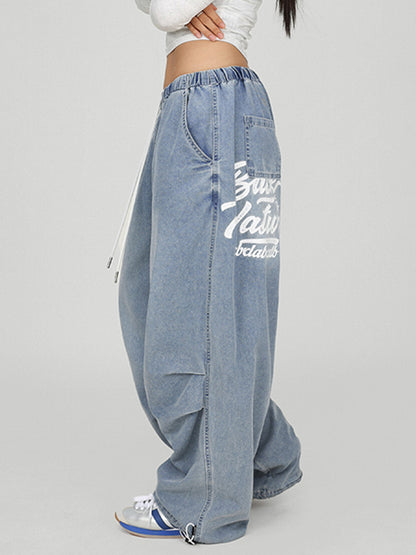 Printed Hip Hop Retro Baggy Jeans