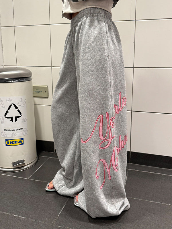 Street-Style Printed Long Wide Leg Pants
