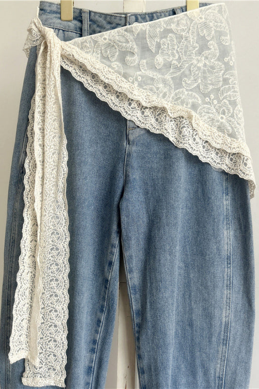 Elegant French Lace Triangle Scarf Tie Belt
