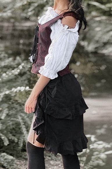 Gothic Style Irregular Midi Skirt