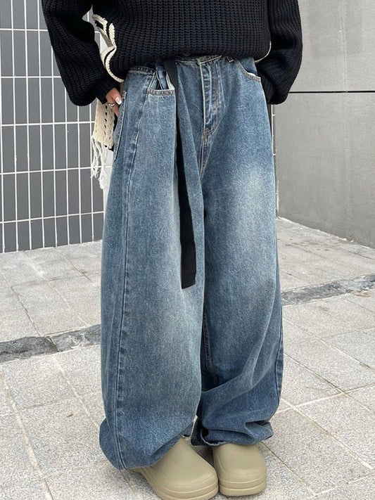 Retro Washed Dangle Mopping Boyfriend Jeans