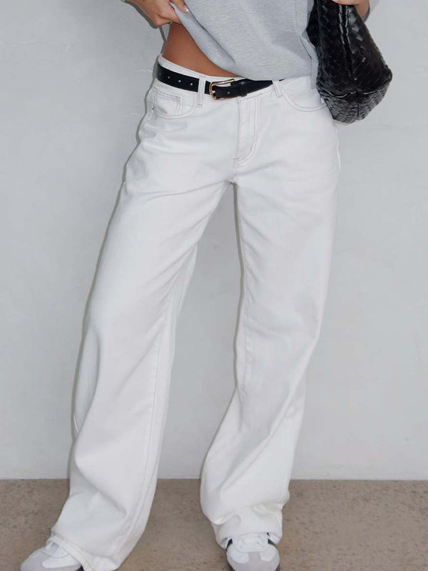 Versatile Simple Midriff Boyfriend Jeans