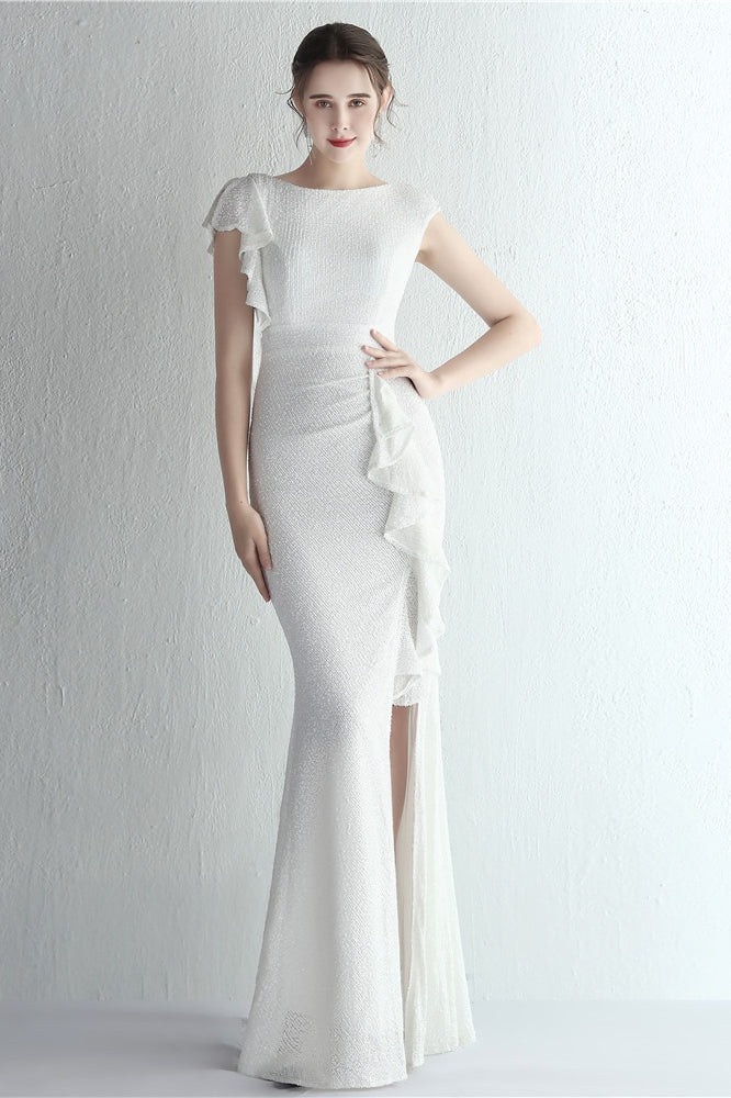 Glitter High Neck Mermaid Slit Formal Dress