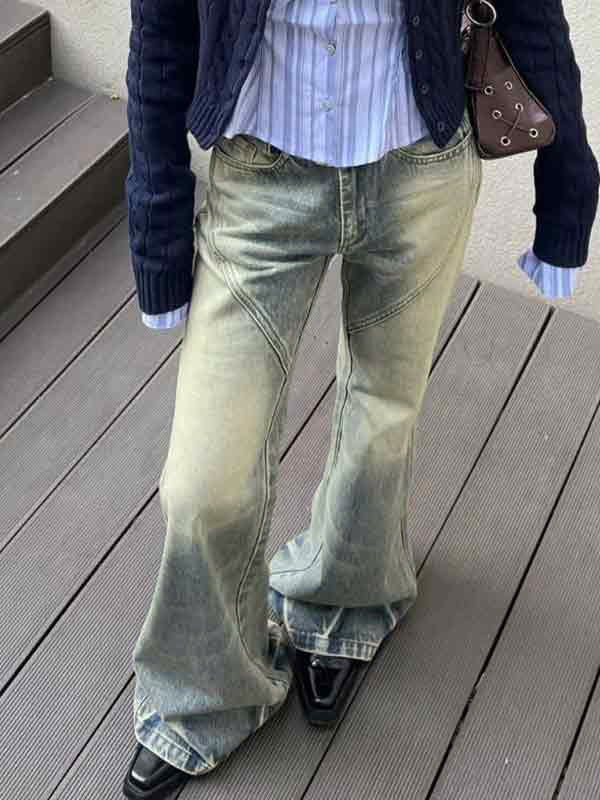 Vintage Washed Flare Boyfriend Jeans