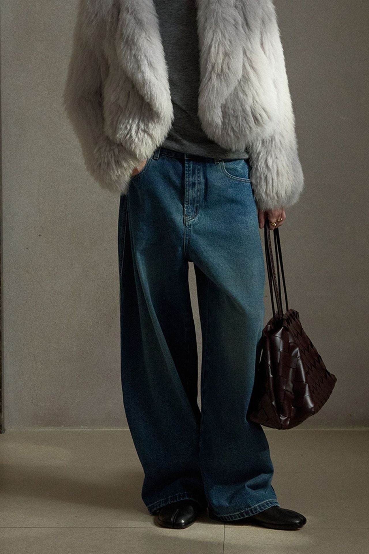 Cotton Feel Fleece Lined Cropped Jeans