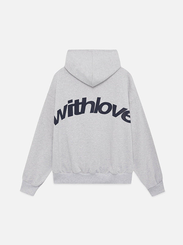 Lettering print loose hoodie
