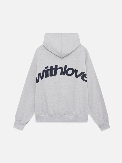 Lettering print loose hoodie