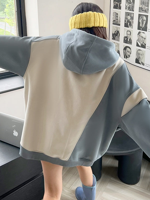 Irregular Splice Design Oversized Hoodie