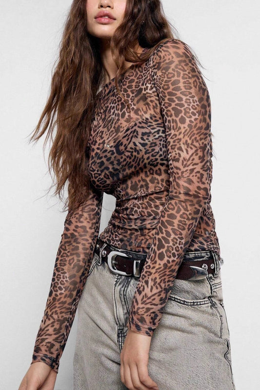 Leopard Pattern Base Mesh Top