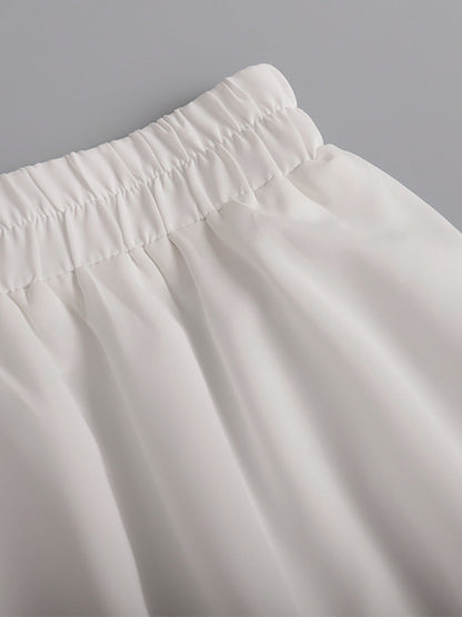 Patchwork ruffled mini pleated skirt