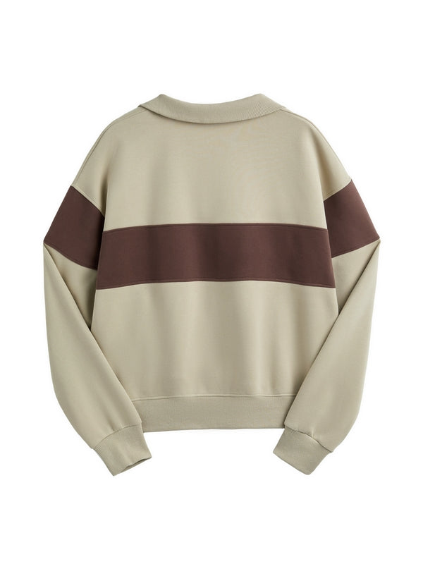 Color Block Splice Letter Embroidery Print Sweatshirt